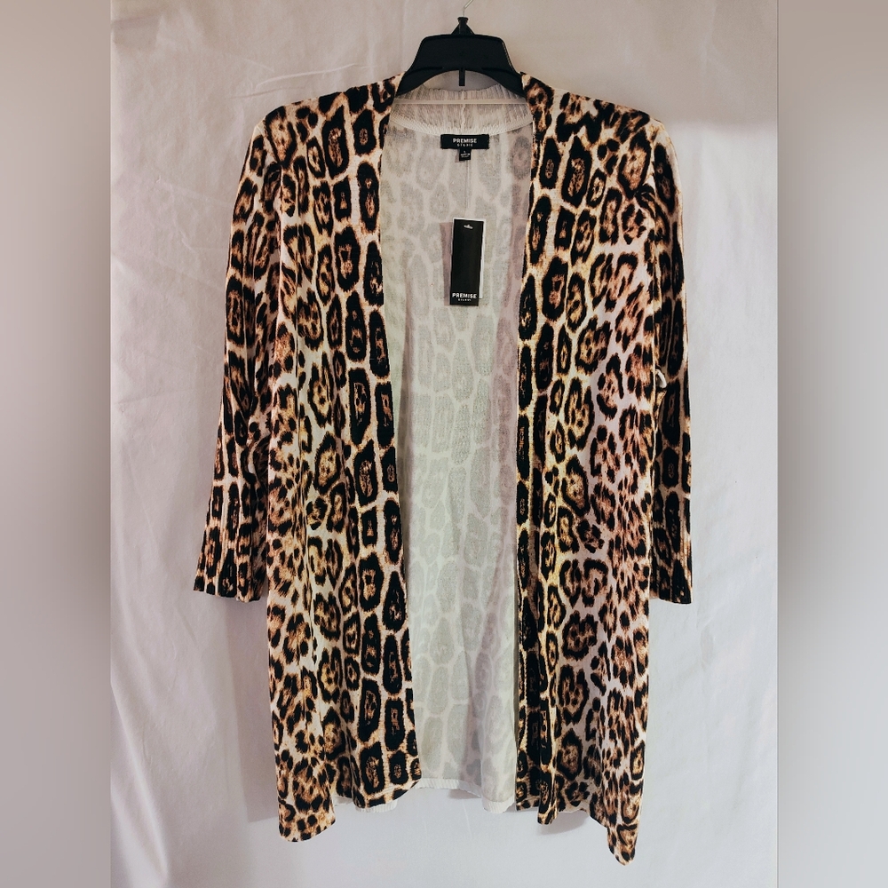 Animal Print Open Front Cardigan